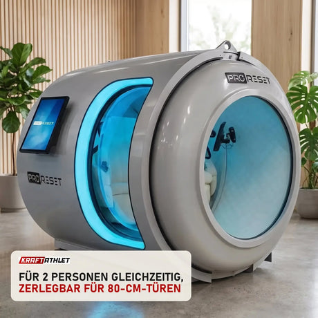 ProReset Atlantis Hyperbarkammer in einer hellen Recovery-Lounge