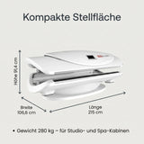 ProReset AuraLight Abmessungen – 215 × 106,6 × 91,4 cm, 280 kg Stellfläche
