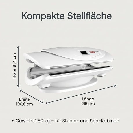 ProReset AuraLight Abmessungen – 215 × 106,6 × 91,4 cm, 280 kg Stellfläche