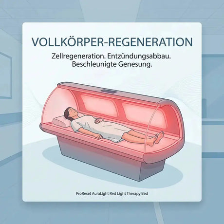 ProReset AuraLight Rotlichtbett, Illustration der liegenden Nutzung im Querschnitt