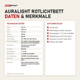 Technische Daten und Merkmale von ProReset AuraLight Rotlichtbett als Tabelle