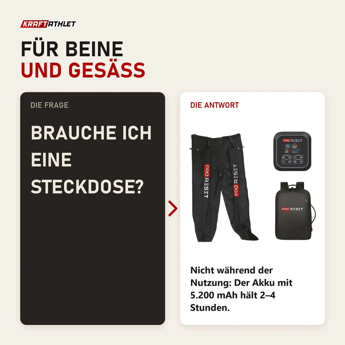 Frage und Antwort zu ProReset Boots Full Kompressionssystem: Brauche ich eine Steckdose?