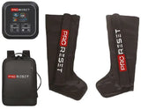 ProReset Boots Kompressionsstiefel mit beiden Stiefeln, Steuergerät und Rucksack in der Übersicht