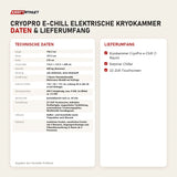 Technische Daten und Lieferumfang von ProReset CryoPro e-Chill Elektrische Kryokammer als Tabelle