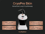 ProReset CryoPro Skin Kältegerät, Grafik mit Eckdaten auf dunklem Hintergrund