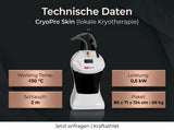ProReset CryoPro Skin Kältegerät, Grafik mit technischen Daten