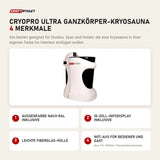 ProReset CryoPro Ultra Ganzkörper-Kryosauna mit 4 Merkmalen: Außenfarbe nach RAL inklusive, 10-Zoll-Infodisplay inklusive, Leichte Fiberglas-Hülle, Not-Aus für Bediener und Gast