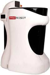 ProReset CryoPro Ultra Ganzkörper-Kryosauna – Seitenansicht in Weiß und Schwarz mit Öffnung für den Kopf