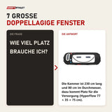 Frage und Antwort zu ProReset Flow 80 Softshell-Hyperbarkammer: Wie viel Platz brauche ich?