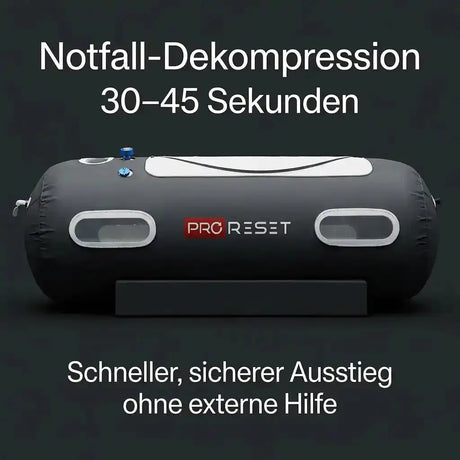 ProReset Flow 80 Softshell-Hyperbarkammer, Seitenansicht, Grafik zum schnellen Ausstieg