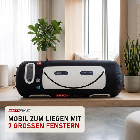 ProReset Flow 80 Softshell-Hyperbarkammer in einer hellen Recovery-Lounge