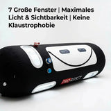 ProReset Flow 90 Softshell-Hyperbarkammer, Schrägansicht von oben, Grafik zu Fenstern und Sichtbarkeit