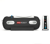ProReset Flow 90 Softshell-Hyperbarkammer, Seitenansicht mit zugehörigem Kompressor daneben