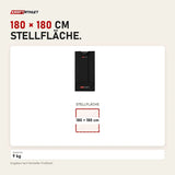 Maßbild ProReset Infrarot-Sauna-Decke: Stellfläche 180 × 180 cm