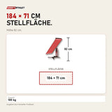 Maßbild ProReset Lumina Rotlicht-Nahinfrarot-Gerät: Stellfläche 184 × 71 cm, Höhe 82 cm