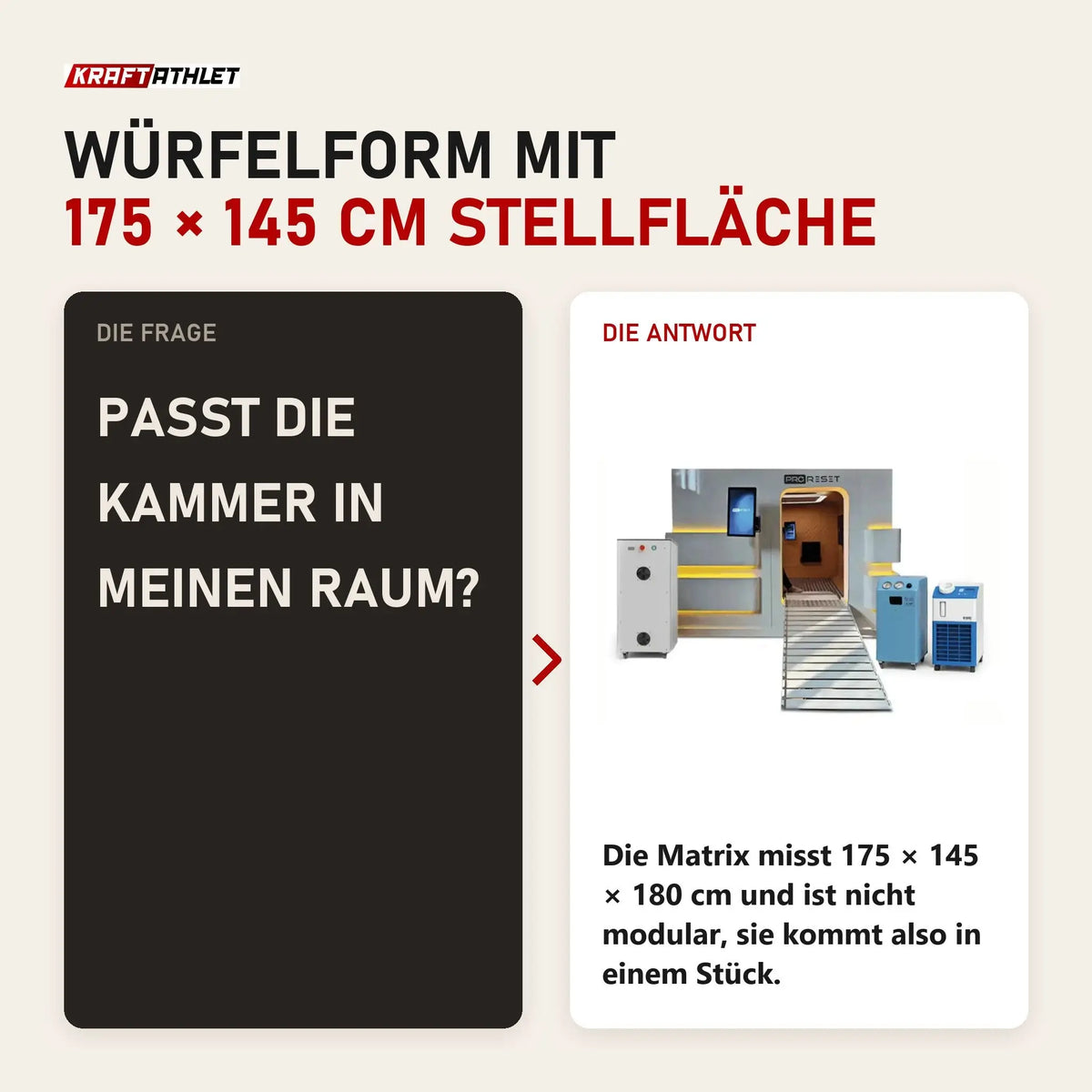 Frage und Antwort zu ProReset Matrix Hyperbarkammer: Passt die Kammer in meinen Raum?