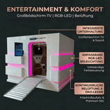 Grafik zu Unterhaltung und Komfort der ProReset Matrix Hyperbarkammer mit TV, RGB-LED und Belüftung