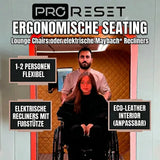 Grafik zu den Sitzen der ProReset Matrix Hyperbarkammer: elektrische Liegesessel und Öko-Leder