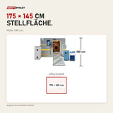 Maßbild ProReset Matrix Hyperbarkammer: Stellfläche 175 × 145 cm, Höhe 180 cm