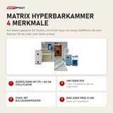 ProReset Matrix Hyperbarkammer mit 4 Merkmalen: Würfelform mit 175 × 145 cm Stellfläche, Uno oder Dos, Stahl mit Bullaugenfenster, BIBS oder Free-Flow
