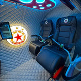 ProReset Mediterranean Hyperbarkammer – Innenraum mit gesteppter Polsterung, Ledersitzen und Tablet