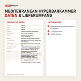 Technische Daten und Lieferumfang von ProReset Mediterranean Hyperbarkammer als Tabelle