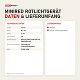 Technische Daten und Lieferumfang von ProReset Minired Rotlichtgerät als Tabelle