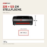 Maßbild ProReset NovaLight Rotlichtbett: Stellfläche 225 × 123 cm, Höhe 108 cm