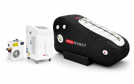 ProReset Oasis Pro Softshell-Hyperbarkammer, mit Kompressor und Konzentrator, Seitenansicht
