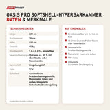Technische Daten und Merkmale von ProReset Oasis Pro Softshell-Hyperbarkammer als Tabelle