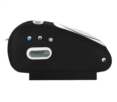 ProReset Oasis Softshell-Hyperbarkammer, Seitenansicht der anderen Seite mit Fenster und Anschlüssen