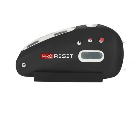 ProReset Oasis Softshell-Hyperbarkammer, Seitenansicht in Schwarz mit Sichtfenster und Druckanzeigen