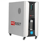 ProReset Orbit 2.0 ATA Hartschalen-Hyperbarkammer – Sauerstoff-Konzentrator in Silber und Weiß auf Rollen