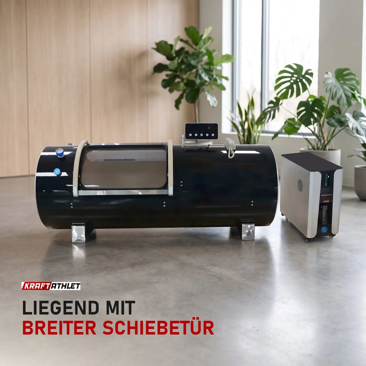 ProReset Orbit 2.0 ATA Hartschalen-Hyperbarkammer in einer hellen Recovery-Lounge