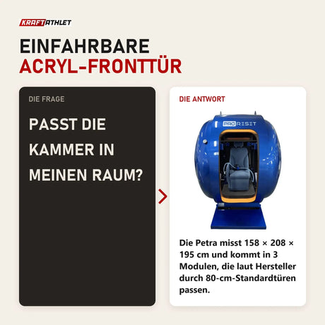 Frage und Antwort zu ProReset Petra Sitz-Hyperbarkammer: Passt die Kammer in meinen Raum?