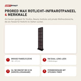 ProReset ProRed Max Rotlicht-Infrarotpaneel mit 4 Merkmalen: Große Paneelfläche, 960 Dual-Lens-LEDs, Ca. 180 mW/cm² bei 8 cm (Herstellerangabe), Fernbedienung mit Sitzungs-Timer