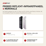 ProReset ProRed Rotlicht-Infrarotpaneel mit 4 Merkmalen: Kompakt, 300 Dual-Lens-LEDs, Ca. 180 mW/cm² bei 8 cm (Herstellerangabe), Fernbedienung mit Sitzungs-Timer