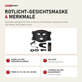 ProReset Rotlicht-Gesichtsmaske mit 4 Merkmalen: Kabellos und wiederaufladbar, 240 LEDs, Timer 10 / 15 / 20 / 25 / 30 min, Controller für Nahinfrarot