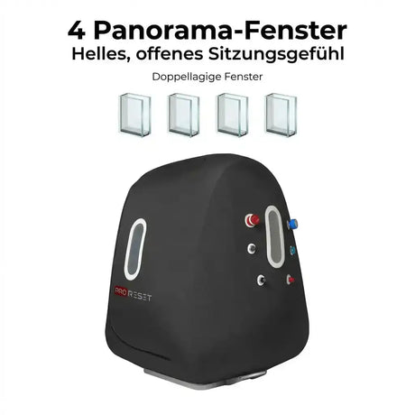 ProReset Space Softshell-Hyperbarkammer, Grafik zu den vier Panorama-Fenstern