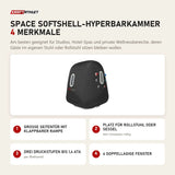 ProReset Space Softshell-Hyperbarkammer mit 4 Merkmalen: Große Seitentür mit klappbarer Rampe, Platz für Rollstuhl oder Sessel, Drei Druckstufen bis 1,4 ATA, 4 doppellagige Fenster