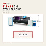 Maßbild ProReset Trojan Hyperbarkammer: Stellfläche 235 × 83 cm, Höhe 109 cm