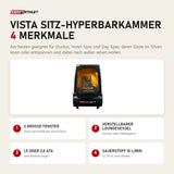 ProReset Vista Sitz-Hyperbarkammer mit 4 Merkmalen: 3 große Fenster, Verstellbarer Loungesessel, 1,5 oder 2,0 ATA, Sauerstoff 10 l/min