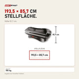 Maßbild ProReset XenoLight Rotlicht-Bett: Stellfläche 193,5 × 85,7 cm, Höhe 81,7 cm
