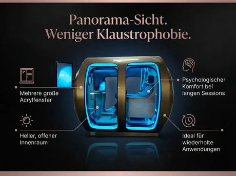 Grafik zur ProReset Zeugma Panorama Hyperbarkammer mit großen Acrylfenstern und hellem Innenraum