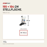 Maßbild Ropeflex RX1500 Endlosseil-Station: Stellfläche 155 × 104 cm, Höhe 211 cm