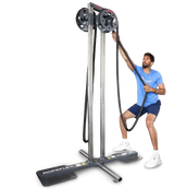 Ropeflex RX1500 Endlosseil-Station – Mann im Ausfallschritt beim Seilziehen an der Station