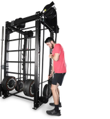 Ropeflex RX2100 Endlosseil-Trainer für Wand und Rack – Seitlicher Stand beim Seilzug am schmalen Rahmen