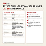 Technische Daten und Merkmale von Ropeflex RX2300 Dual-Position-Seiltrainer als Tabelle