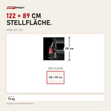 Maßbild Ropeflex RX2500 Vertikal-Seiltrainer: Stellfläche 122 × 89 cm, Höhe 231 cm