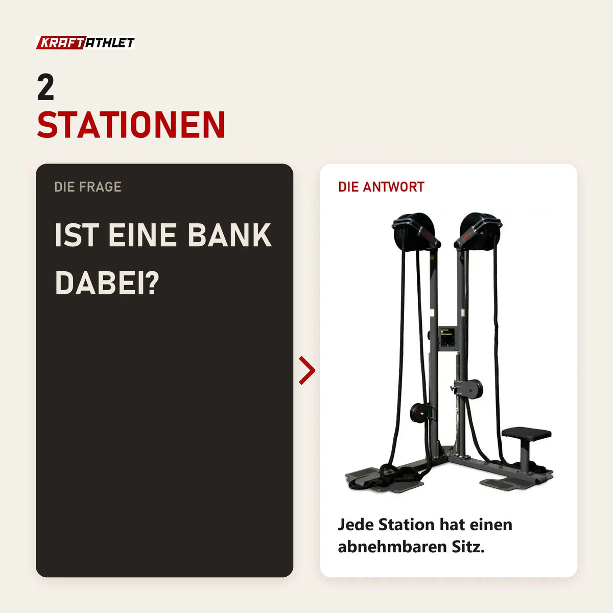 Frage und Antwort zu Ropeflex RX2500D Doppelstation: Ist eine Bank dabei?